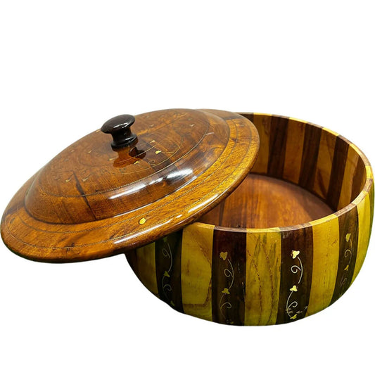 Sheesham Wood Tukri Roti Box – Traditional Serving Hotpot