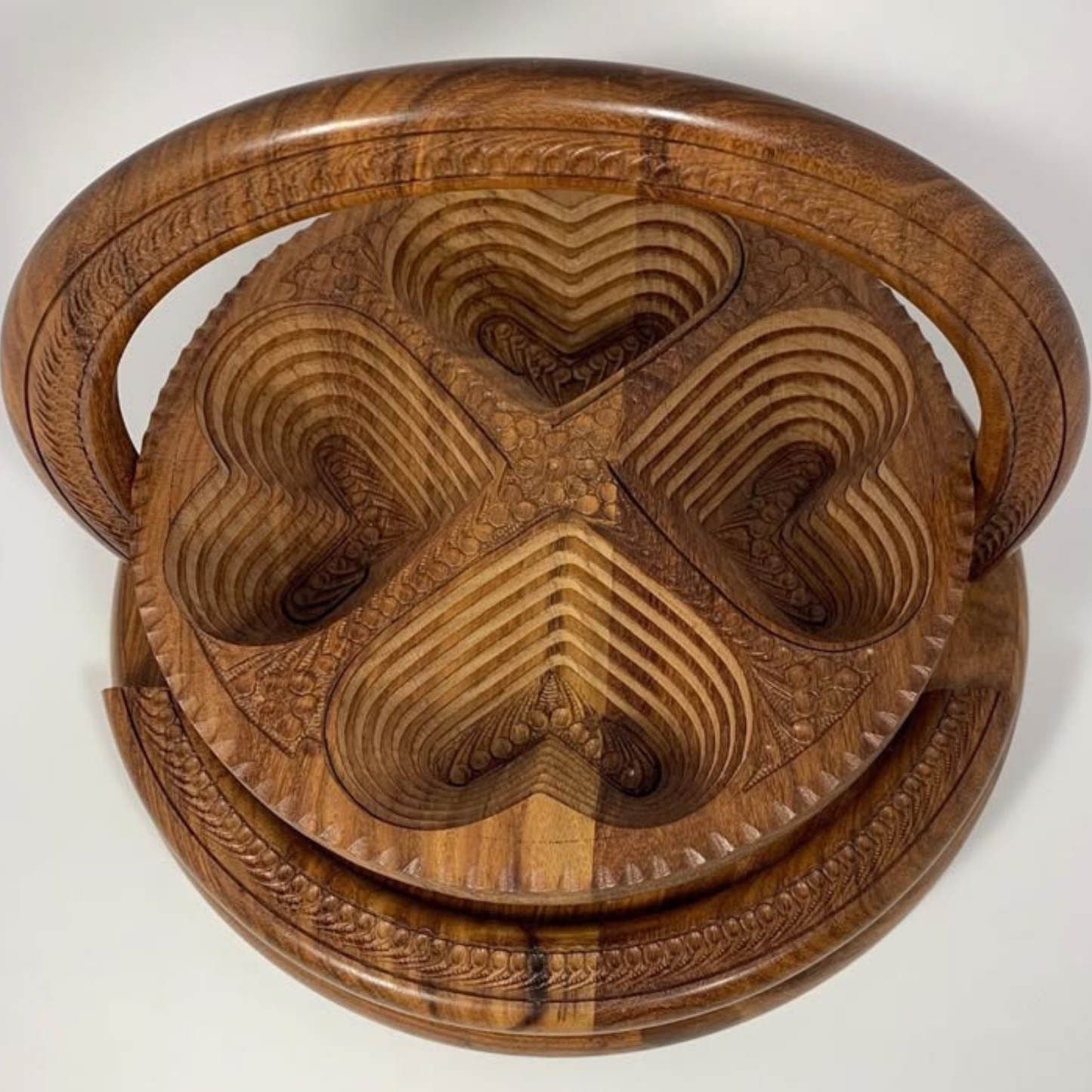 Sheesham Wood Dry Fruit Basket | 4 Section Wooden Serving Basket