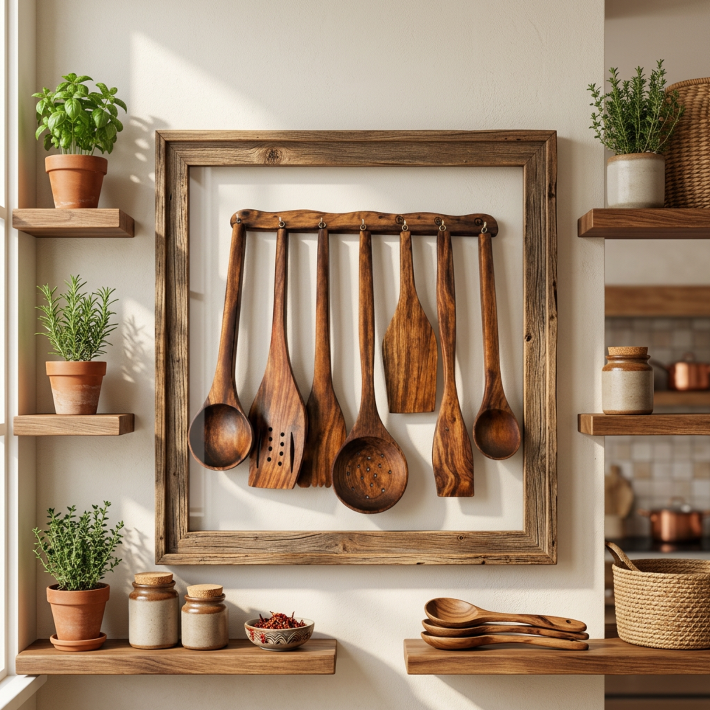 Handcrafted 7-Piece Wooden Cooking Spoon Set – 100% Organic Sheesham Wood Utensils for Non-Stick Cookware