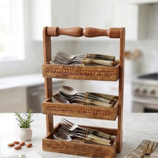 Wooden Spoon Stand | Handmade Wooden Cutlery stand| Tableware & Spoon Organizer for Home
